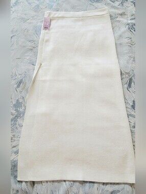 Off-White Cream Midi Skirt - Minimal A-Line